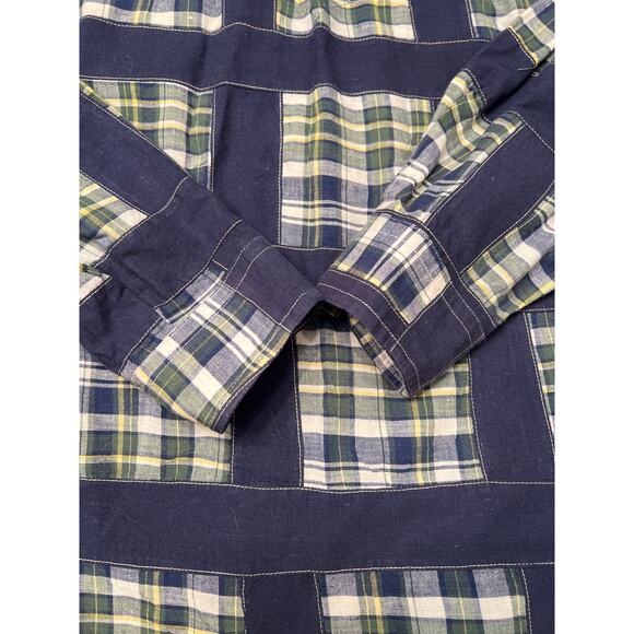 Tommy Hilfiger Shirt Mens M Yellow Blue Multi Patchwork Color Block VTG 90s - Picture 6 of 8